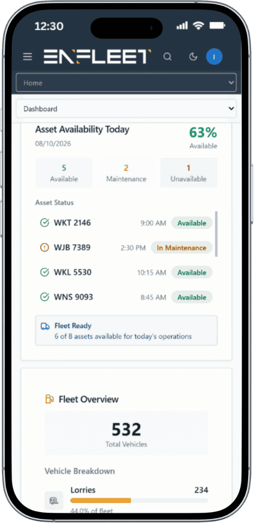 ENFLEET Real-Time Dispatch & Asset Availability